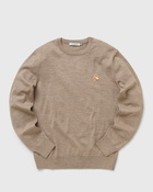 Maison Kitsune Chillax Fox Patch Classic R Neck Jumper Beige - Mens - Pullovers