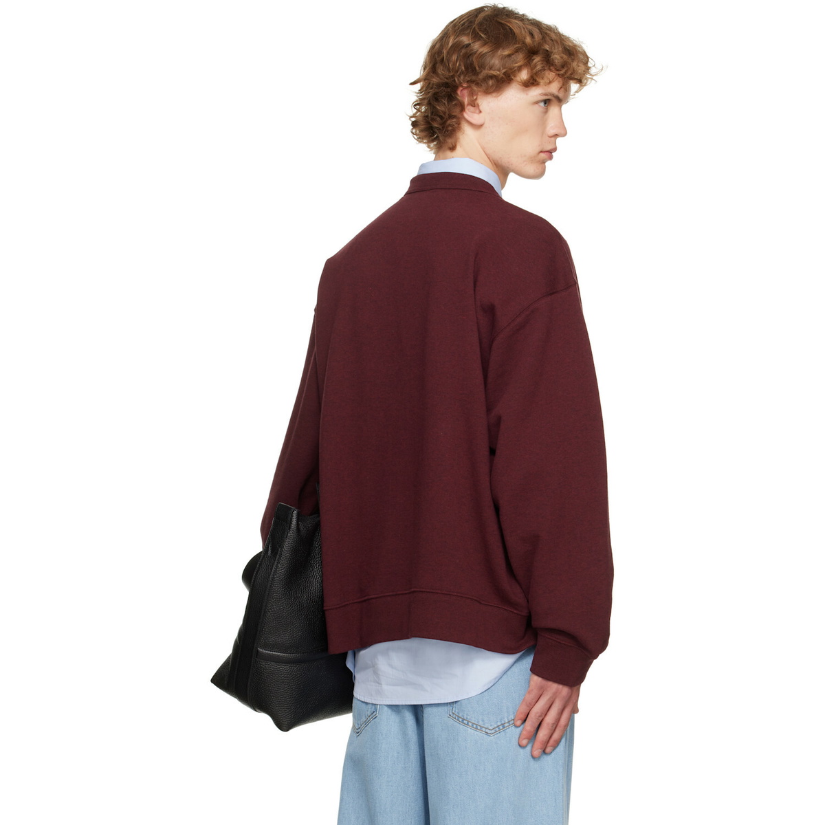 Dries Van Noten Burgundy Oversized Cotton Sweatshirt
