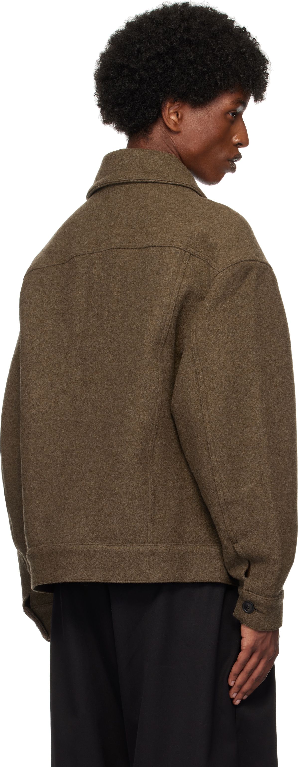 Lownn Taupe Wool Cashmere Workwear Jacket