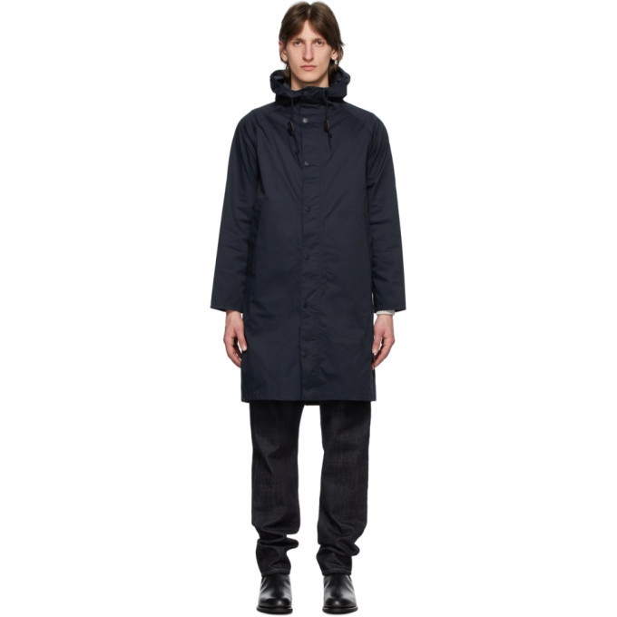 Photo: Barbour Navy Hooded Hunting Coat