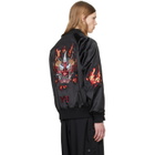Y-3 Black Embroidered Graphic Satin Souvenir Jacket