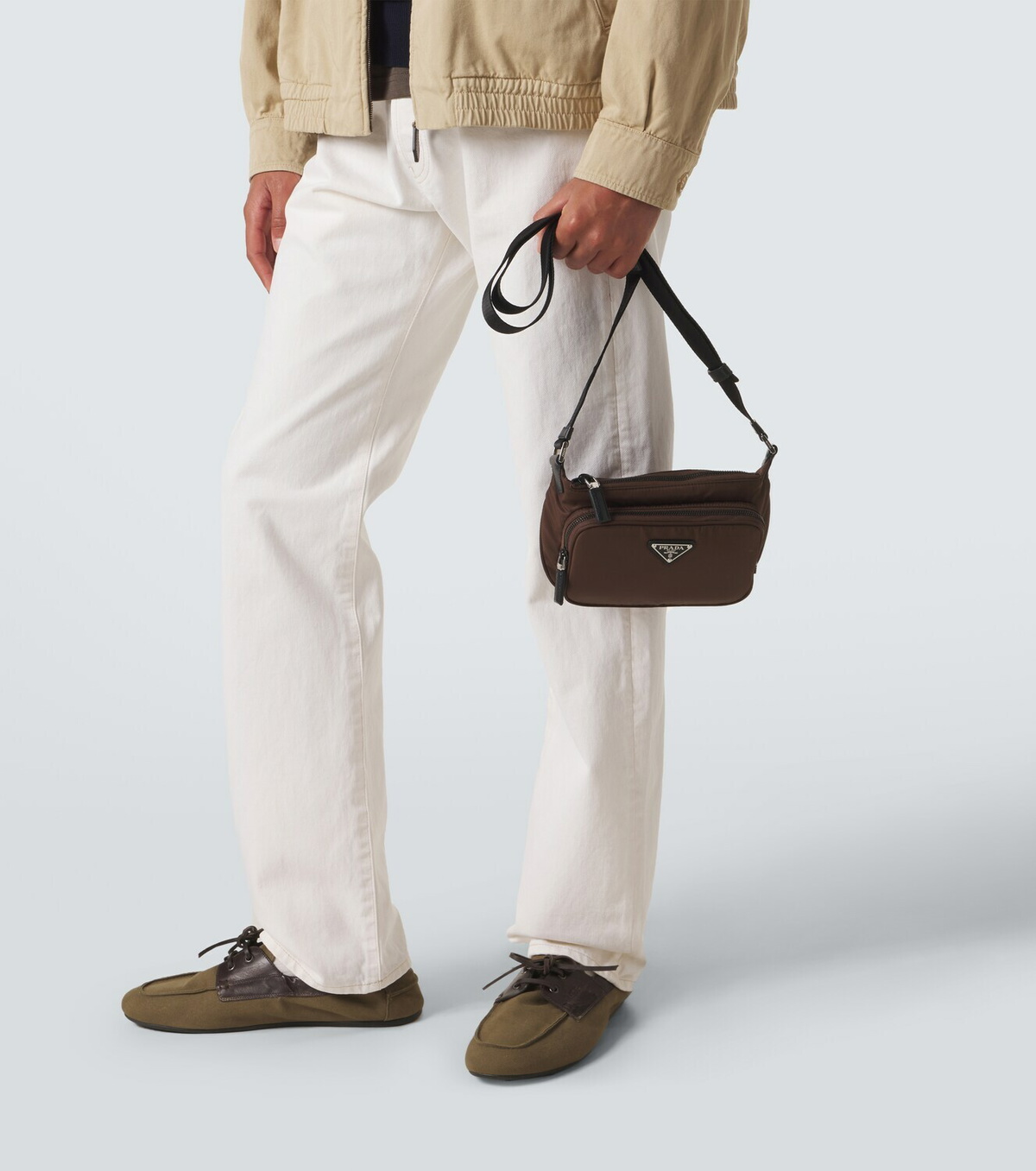 Prada Re-Nylon leather-trimmed shoulder bag