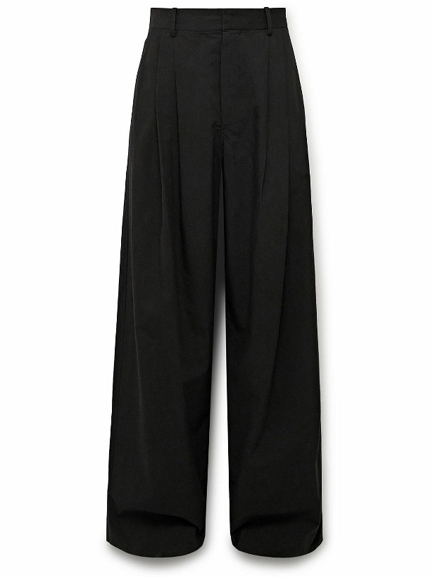 Photo: The Row - Berto Wide-Leg Pleated Cashmere-Blend Trousers - Black