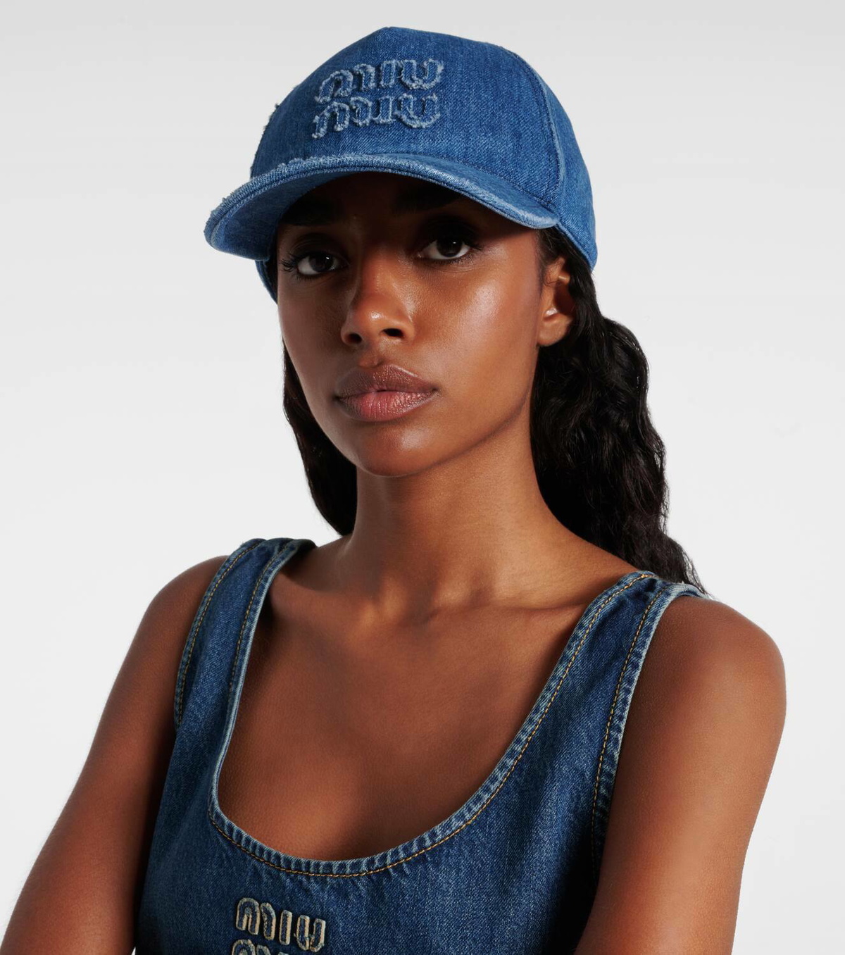 Miu Miu Logo denim baseball cap Miu Miu