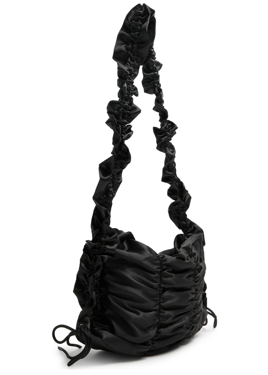 Damson Madder Ruched Satin Shoulder bag - Black - One Size