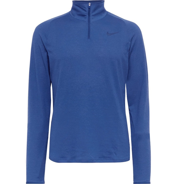 Photo: Nike Tennis - NikeCourt Challenger Dri-Fit Half-Zip Tennis Top - Blue