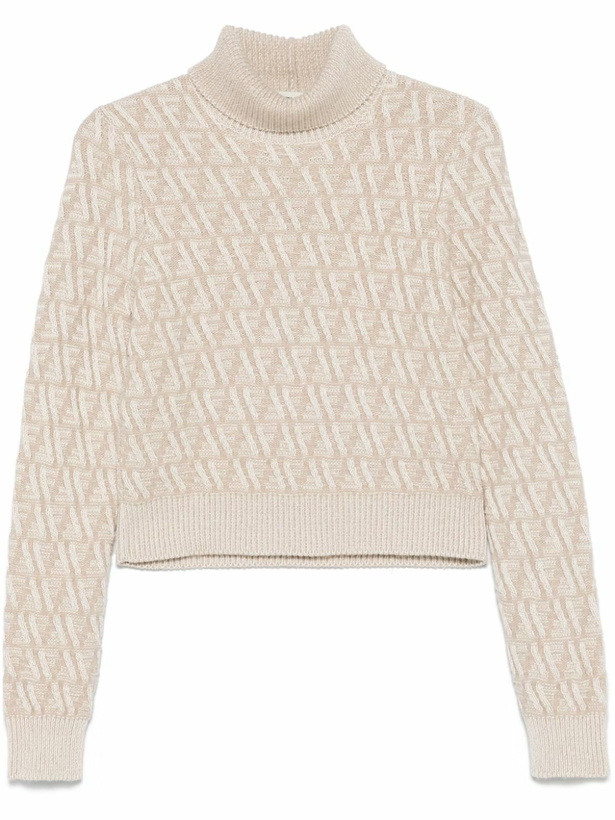 Fendi 25 Asymmetric Hem Cape-sleeved Crewneck Jumper Ice Blue Viscose