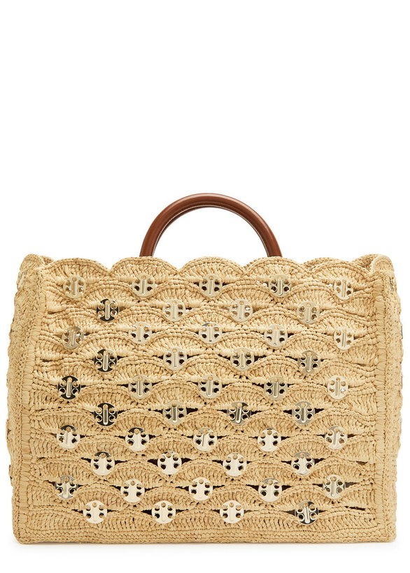 Photo: Rabanne Sac A Main Embellished Raffia Tote bag - Natural - One Size