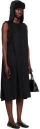 Y's Black S-Asymmetric Button Midi Dress