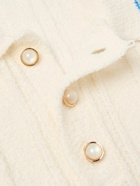 Casablanca - Logo-Embellished Ribbed Cotton-Blend Bouclé Polo Shirt - Neutrals