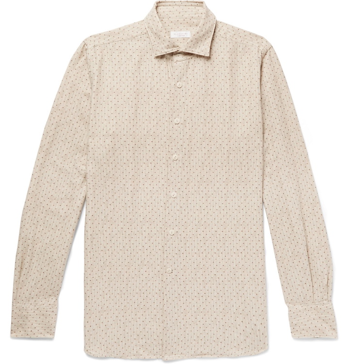 Photo: Incotex - Slim-Fit Printed Cotton-Blend Shirt - Neutrals