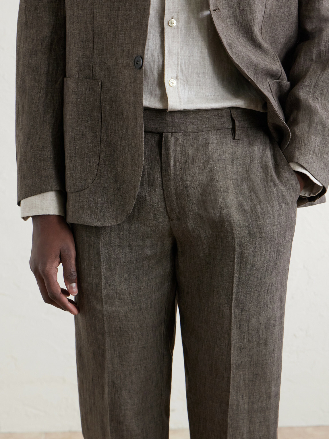 Sunspel - Straight-Leg Pleated Linen Suit Trousers - Brown