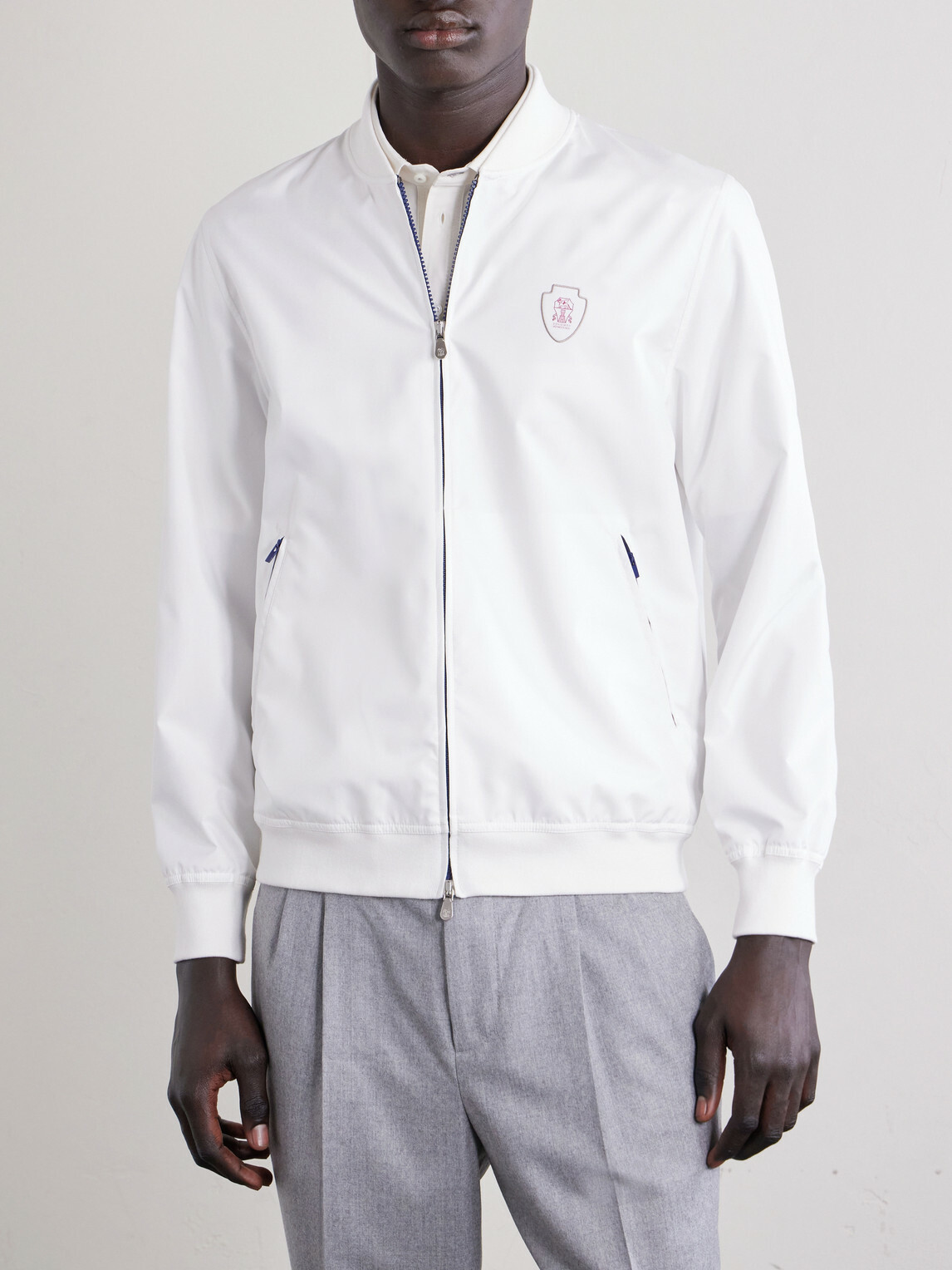 Brunello Cucinelli - Logo-Appliquéd Shell Jacket - White