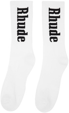 Rhude White & Black Vertical Logo Socks