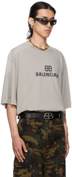 Balenciaga Taupe Distressed BB Pixel T-Shirt