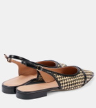 Malone Souliers Jama leather-trimmed raffia ballet flats