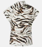 Ganni Zebra-print cotton-blend top