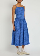 Damson Madder Angelina Paisley-print Cotton Midi Dress Blue