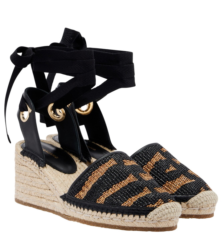 Photo: Ferragamo Animal-print raffia espadrille wedges