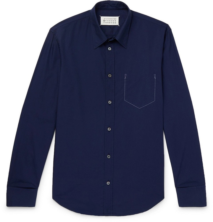 Photo: Maison Margiela - Slim-Fit Cotton-Poplin Shirt - Men - Navy