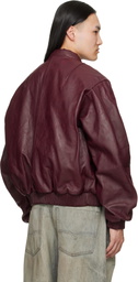 424 Red Leather Bomber Jacket