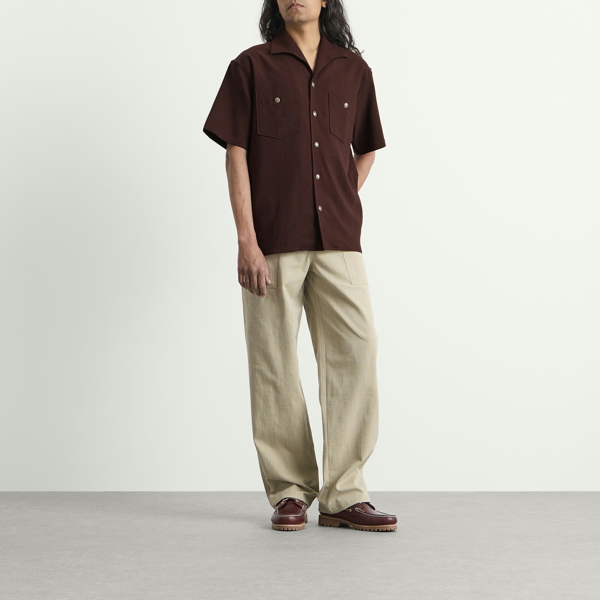 Drôle de Monsieur Men's Viscose Pocket Shirt in Brown