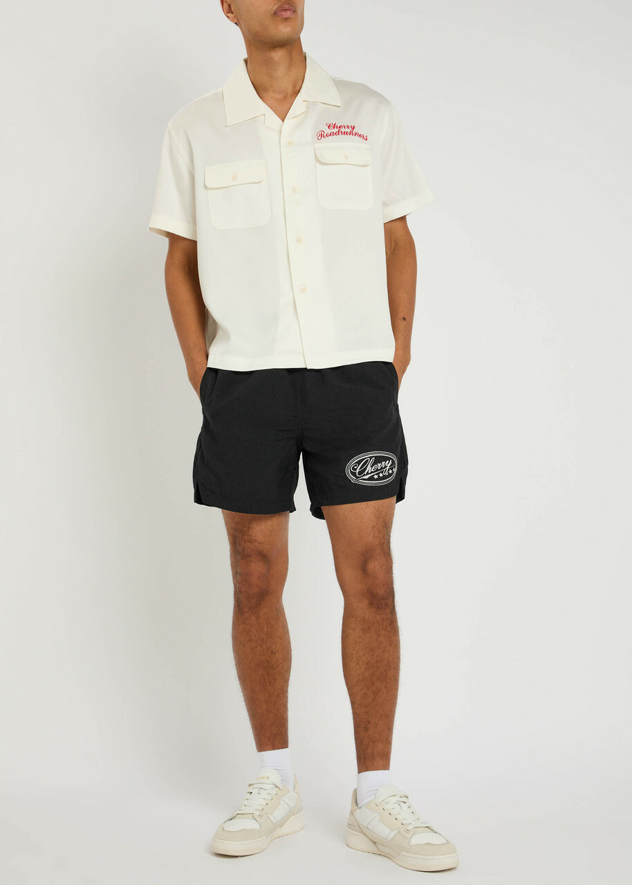 Cherry Los Angeles Five Star Logo-embroidered Nylon Swim Shorts Black