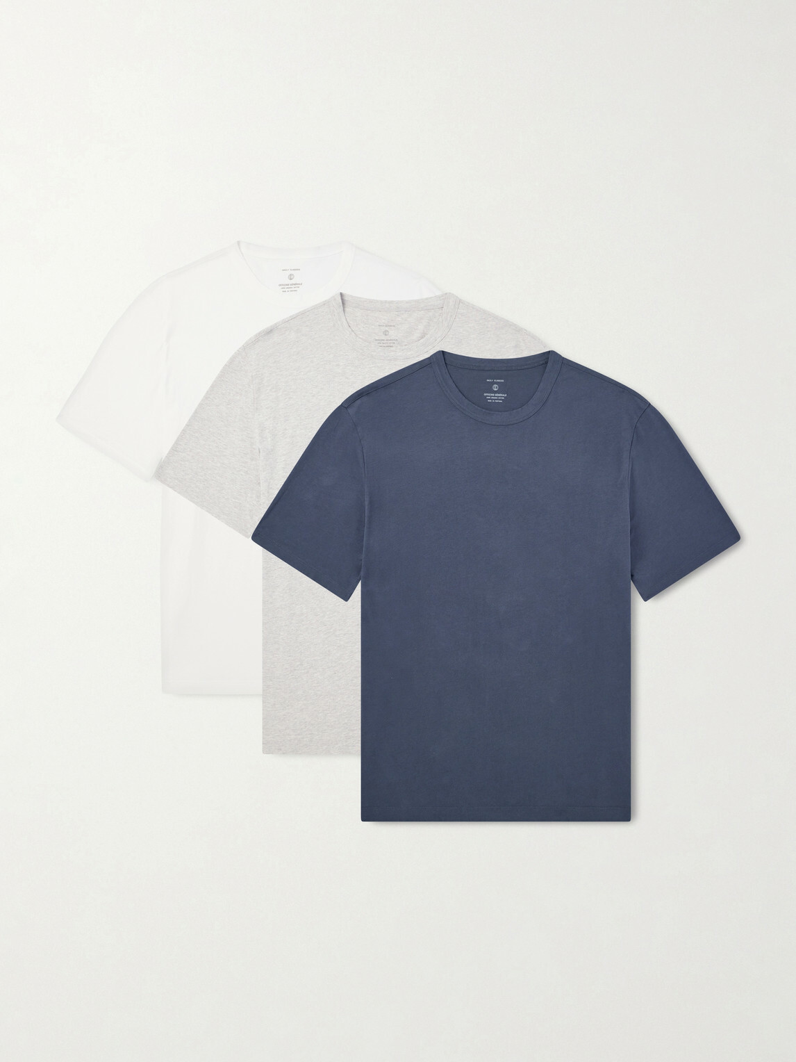 Officine Générale - Three-Pack Organic Cotton-Jersey T-Shirt - Neutrals