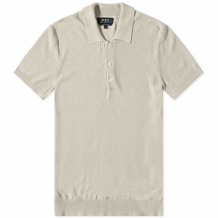 Photo: A.P.C. Men's Jude Knit Polo Shirt in Natural
