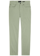 7 For All Mankind Slimmy Tapered-leg Stretch-sateen Chino Trousers Light Green