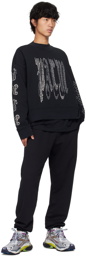 Palm Angels Black Gothic Logo Studded Sweatshirt