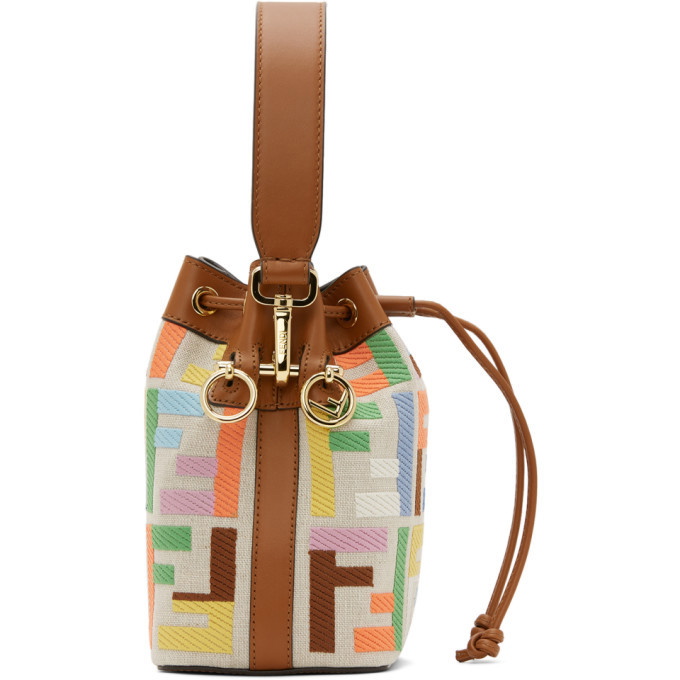 FENDI: Mon Tresor bag in canvas with thread-embroidered FF monogram -  Multicolor