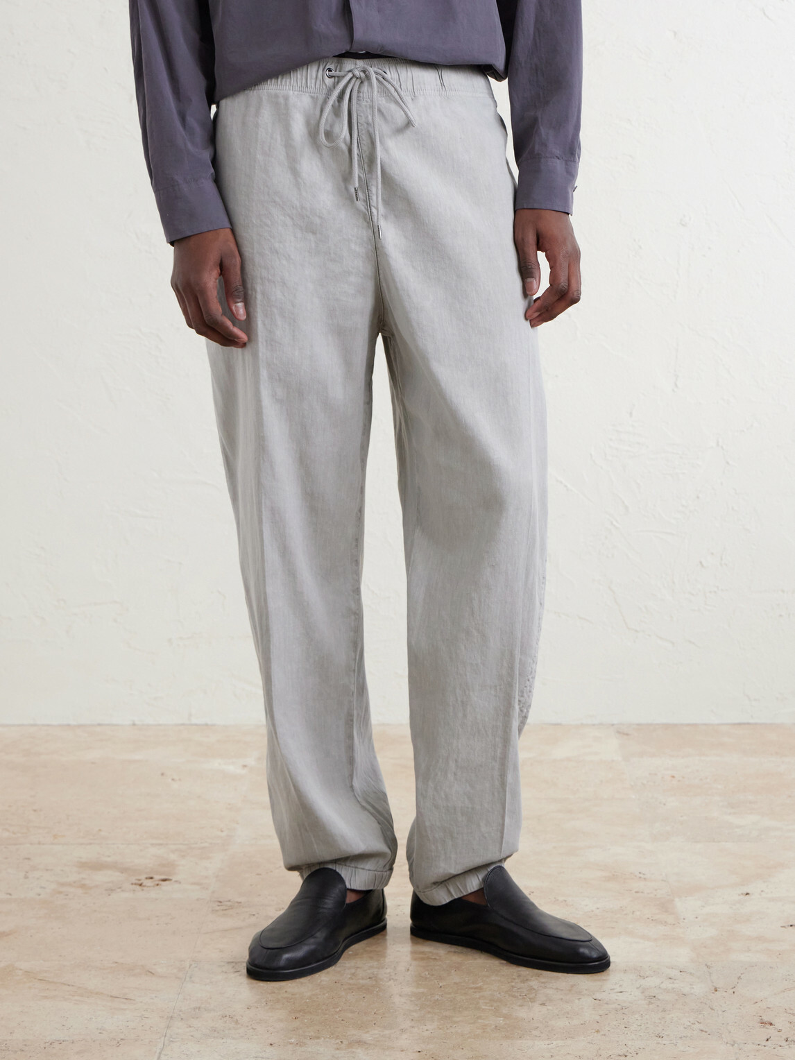 James Perse - Straight-Leg Linen-Blend Canvas Drawstring Trousers - Gray