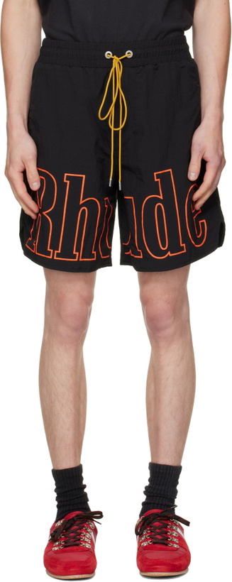 Photo: Rhude Black Logo Track Shorts