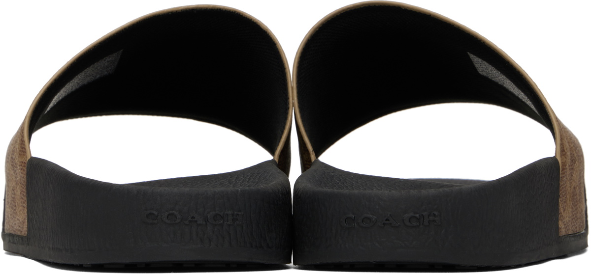 Coach 1941 Brown Coated Canvas Pool Slides