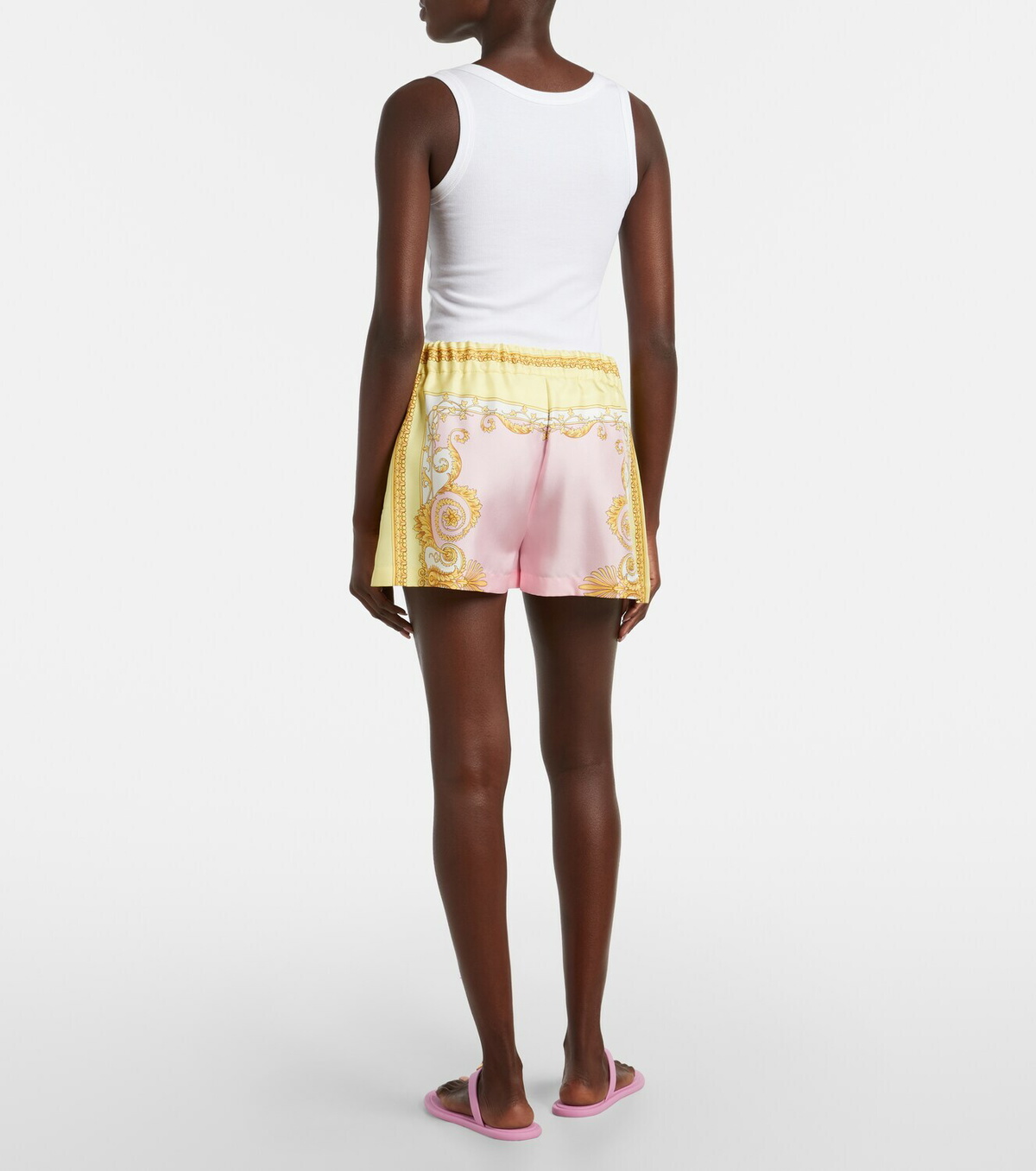 Versace Underwater Barocco silk twill shorts