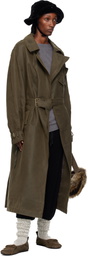 OPEN YY Khaki Motorcycle Maxi Trench Coat