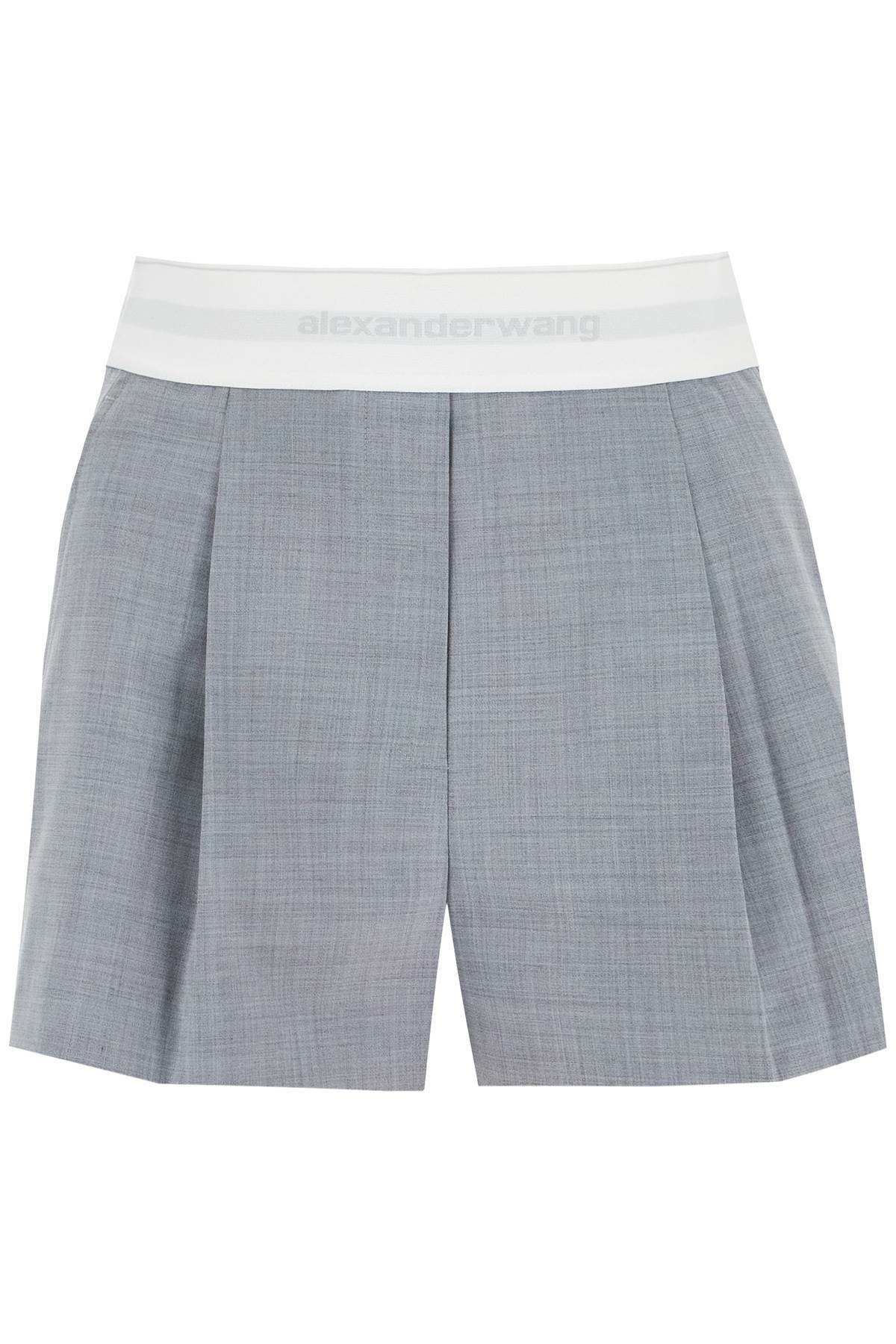 alexander wang グレー ショートパンツ ALEXANDER WANG pleated shorts with branded band Grey Alexander Wang
