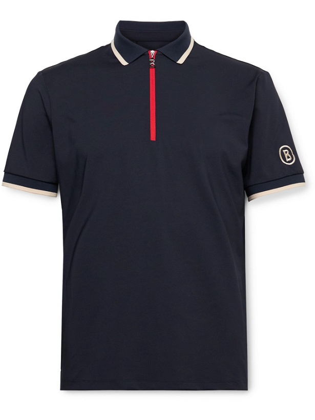 Photo: Bogner - Cody Contrast-Tipped Stretch-Jersey Golf Polo Shirt - Blue
