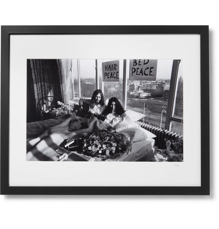 Photo: Sonic Editions - Framed 1969 John and Yoko Bed Protest Print, 16" x 20" - Black