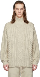 Fear of God ESSENTIALS Beige Cable Knit Turtleneck