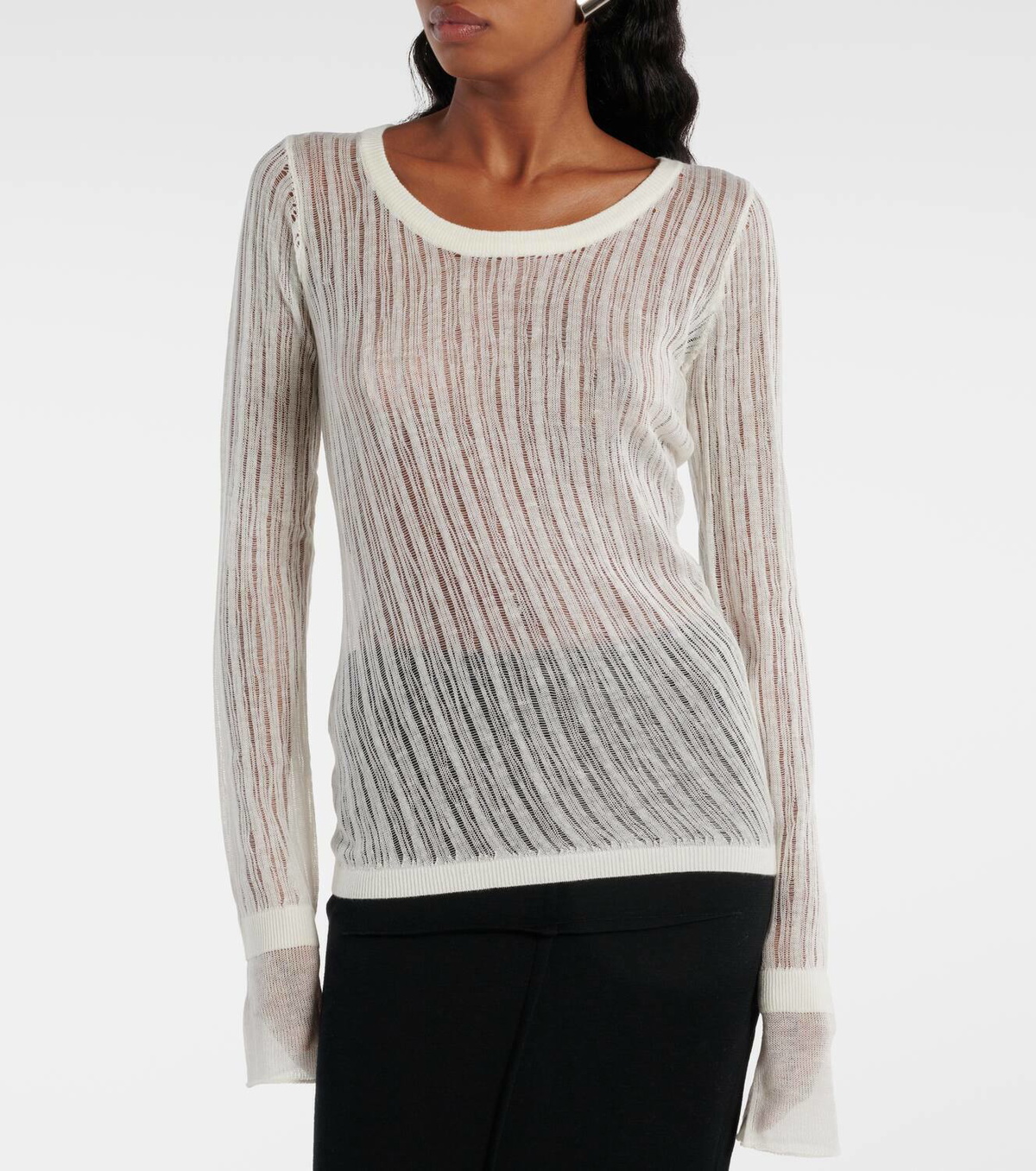 Didu Distressed ribbed-knit cotton top