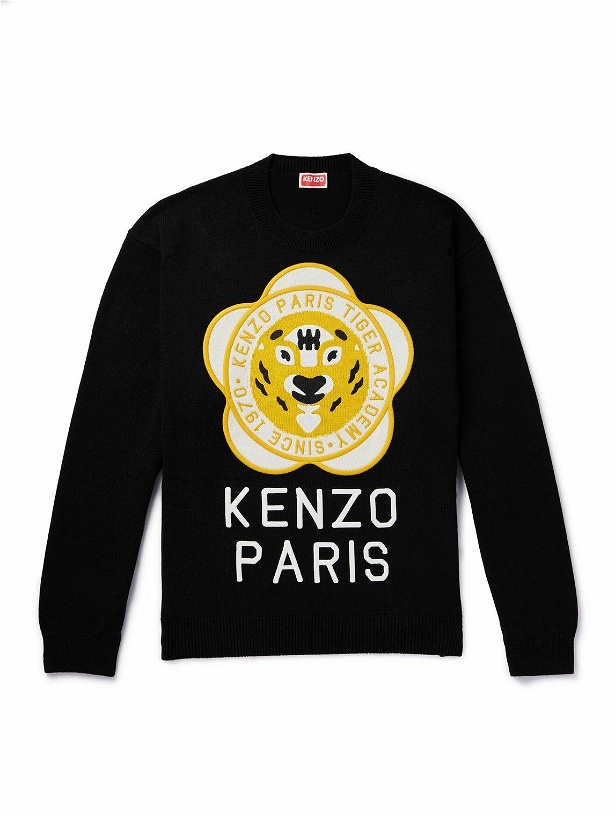 Photo: KENZO - Tiger Academy Printed Wool and Cotton-Blend Sweater - Black