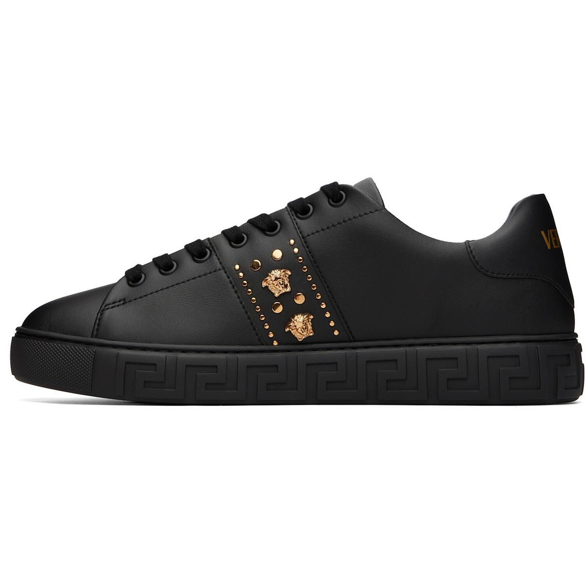 Versace Black Greca Embellished Nylon Sneakers