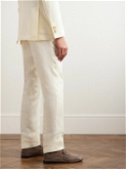 De Petrillo - Straight-Leg Pleated Linen Suit Trousers - Neutrals