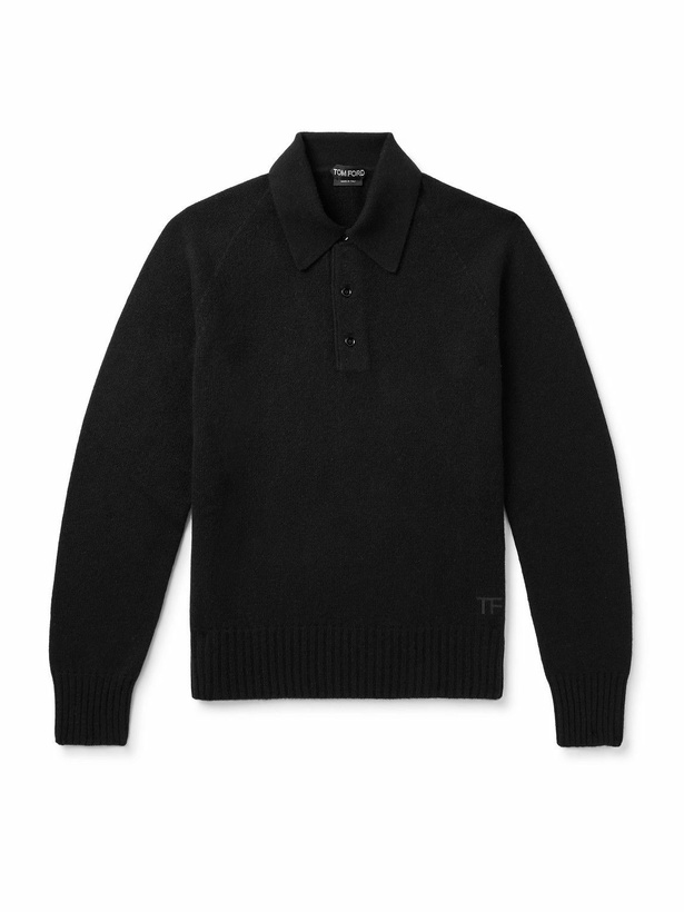 Photo: TOM FORD - Brushed-Cashmere Polo Shirt - Black