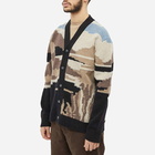 NN07 Men's Vincent Intarsia Landscape Cardigan in Black Multi