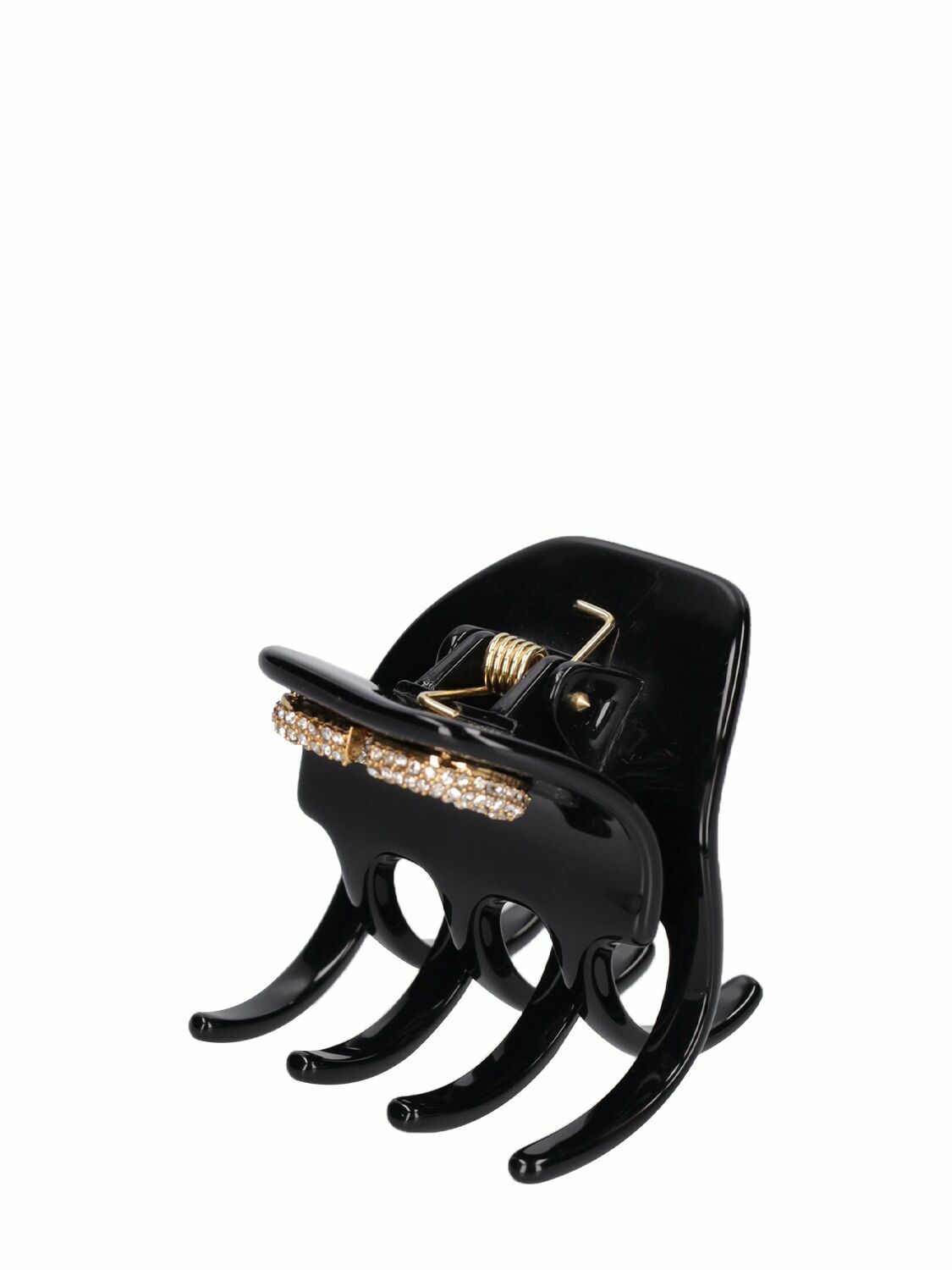 Valentino Garavani Black Hair Claw with Crystal Logo Valentino Garavani Crystal-embellished hair clip | The  main image 2