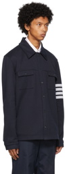 Thom Browne Navy 4-Bar Button-Down Shirt Jacket