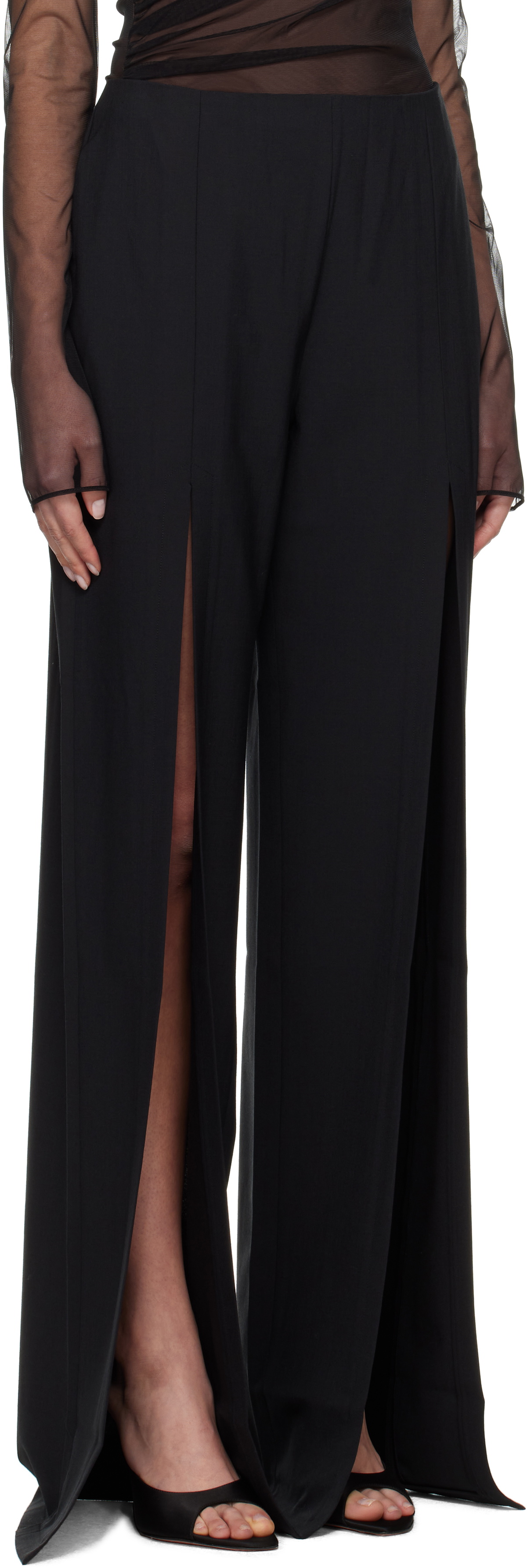 Nensi Dojaka Black Luna Tailored Slit Trousers